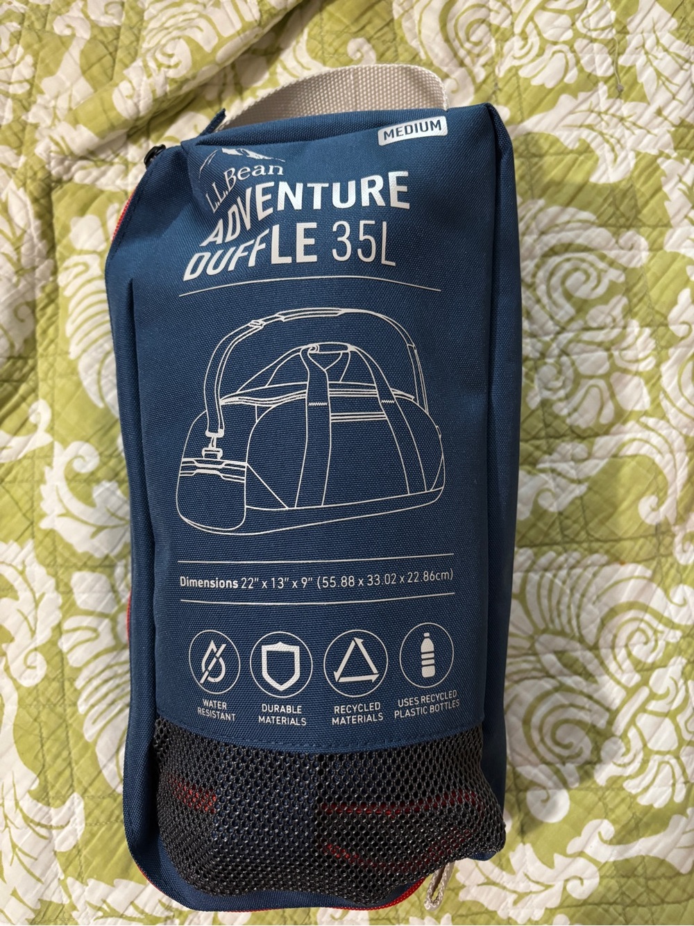 L L Bean Adventure Duffel & Carry Case Medium 35L Blue Water Resistance NWT